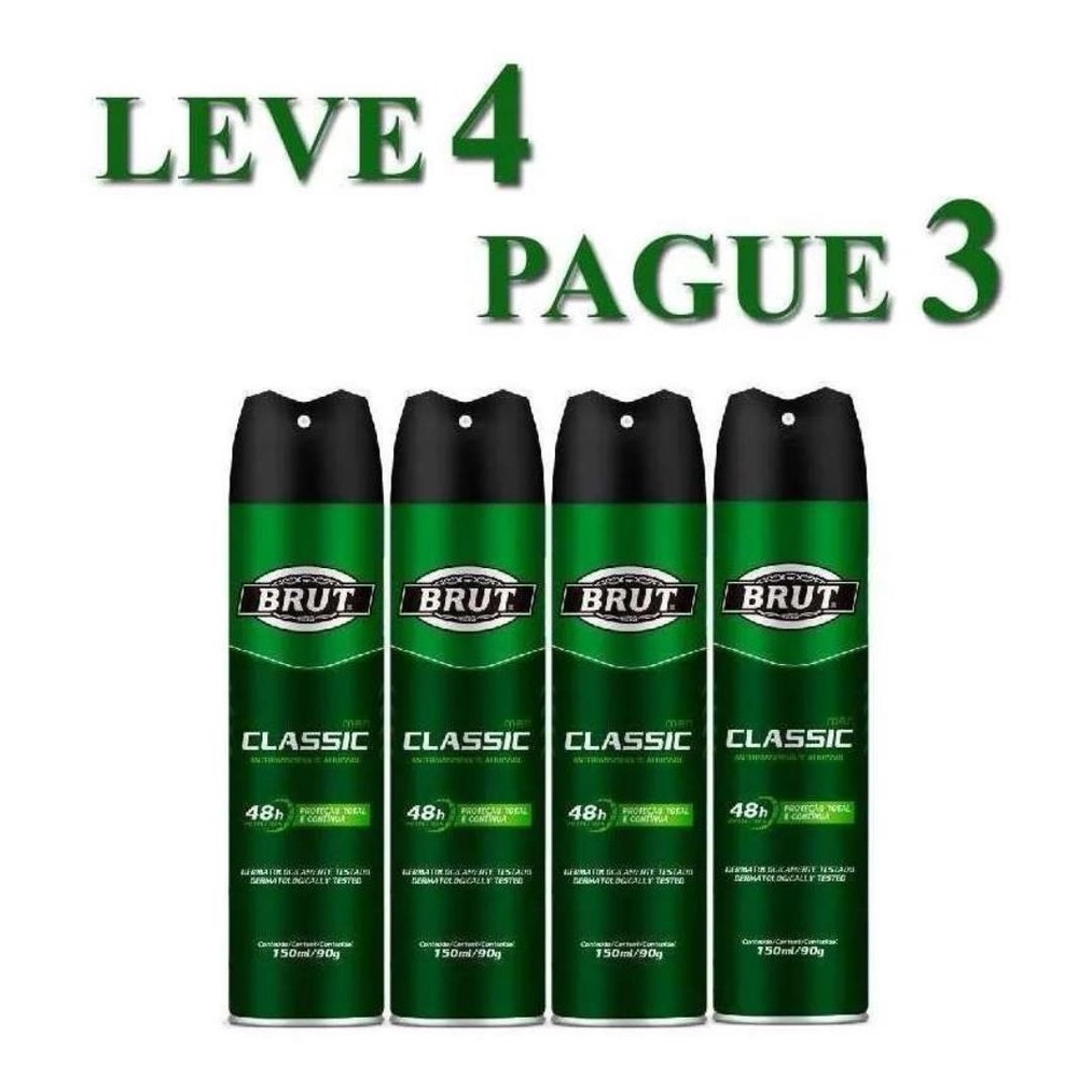 Brut Desodorante Antitranspirante Classic Masculino 150ml (4und)