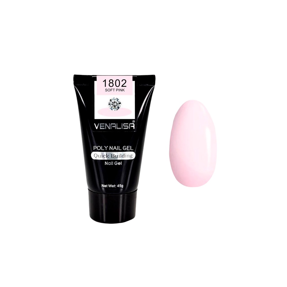 Polygel para Alongamento de Unhas Soft Pink 45g Venalisa
