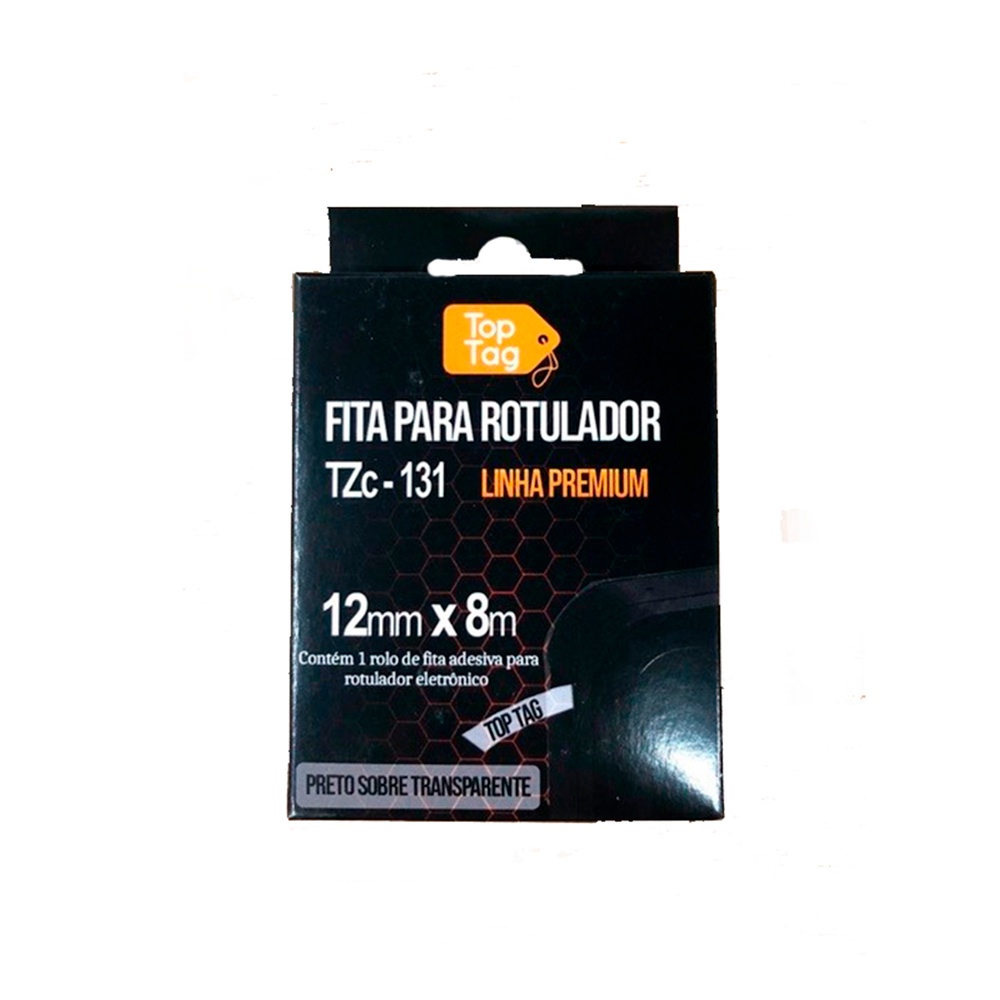 Fita Compativel P/ Rotulador Brother 12mmx8mt Preto/transparente Tze131