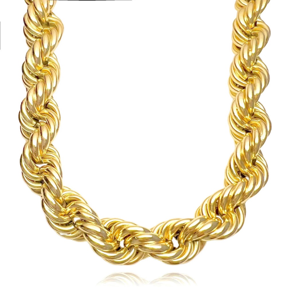 Cordão Baiano de Ouro 24K Colar Masculino 75cm 121g Banhado