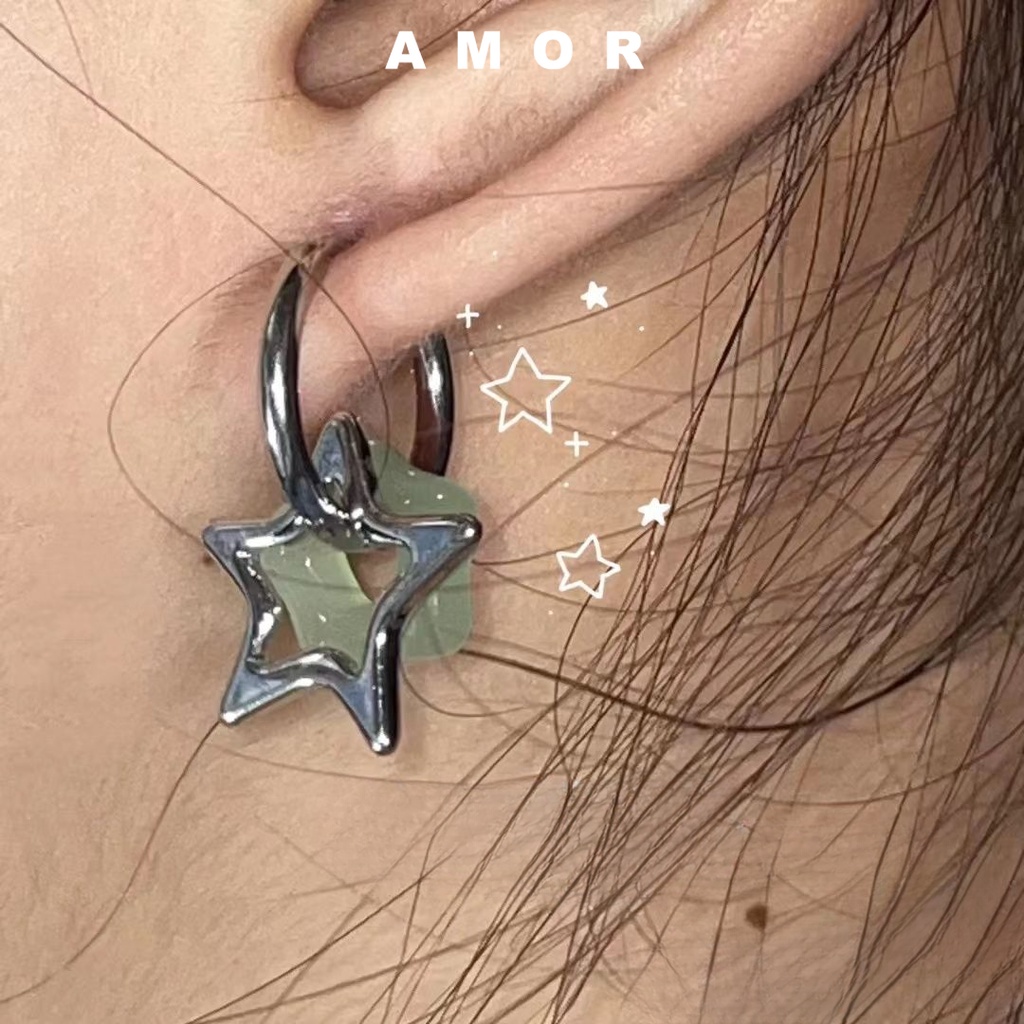 Novo Estilo Chinês Imitação De Brincos Destacáveis Em jade Cinco Pontos Estrela , design De Nicho , em Oferta na Shopee
