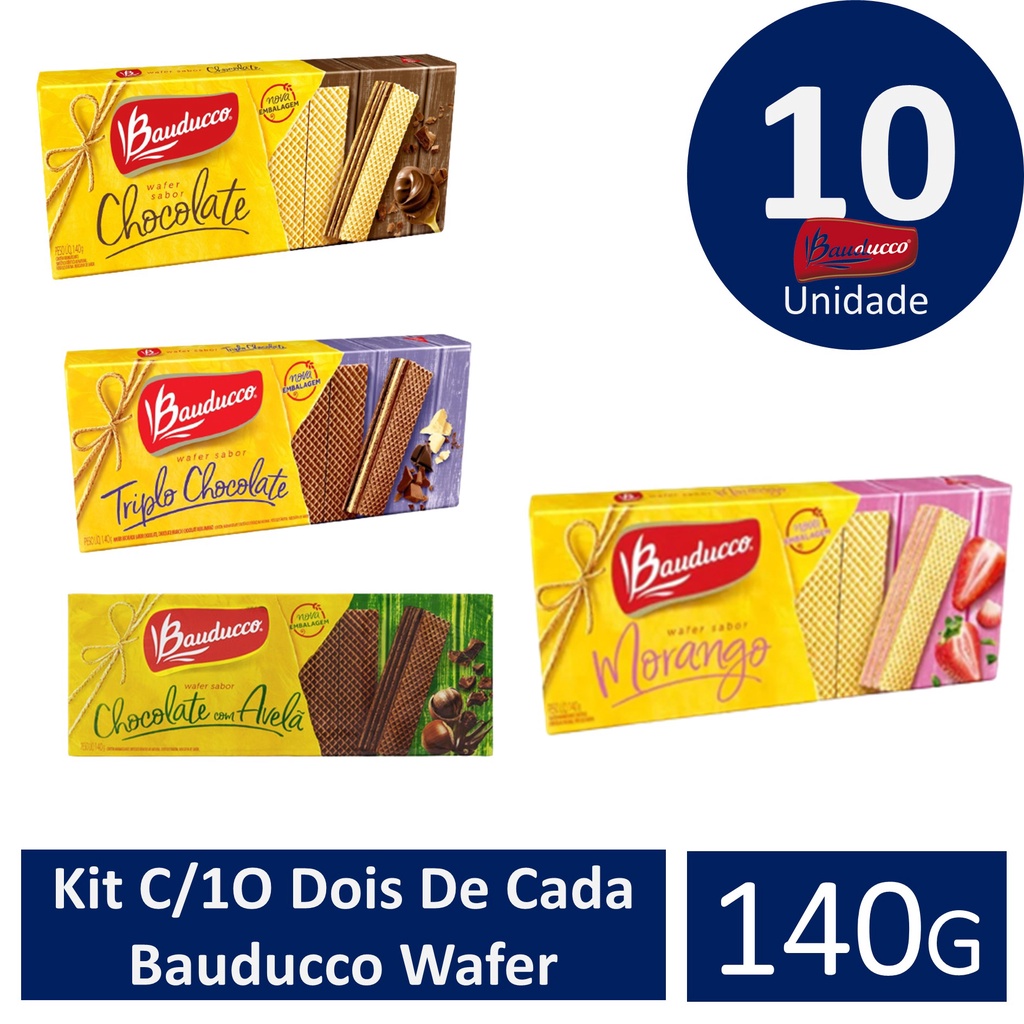 Kit C/1O Dois De Cada Bauducco Wafer 140g