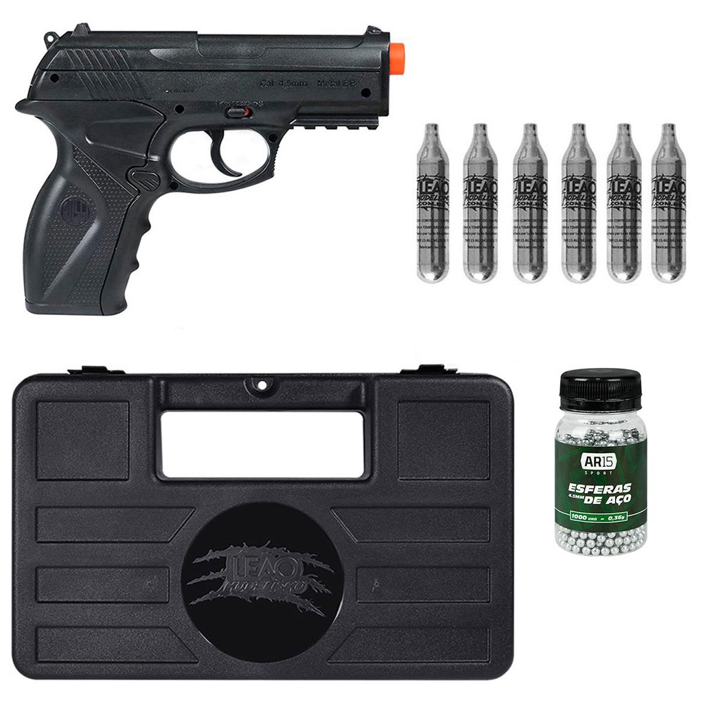 Pistola Airsoft Pressão Co2 Rossi C11 4.5 + Kit Protection 6 em Oferta na Shopee