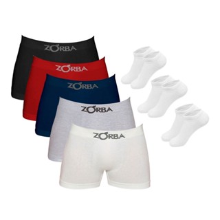 Kit 10 Cuecas Boxer Algodão Zorba + 9 Pares de Meias