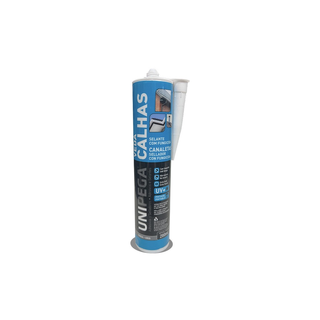 Adesivo Selante Fungicida Veda Calha Canaleta Em Geral Impermeável Antimofo Proteção UV Unipega 280ml