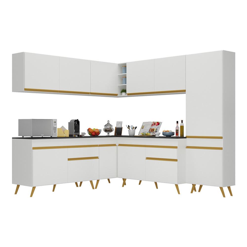 Cozinha Completa de Canto Veneza GW Multimóveis MP2067 com Armário e Balcão Branca em Oferta na Shopee