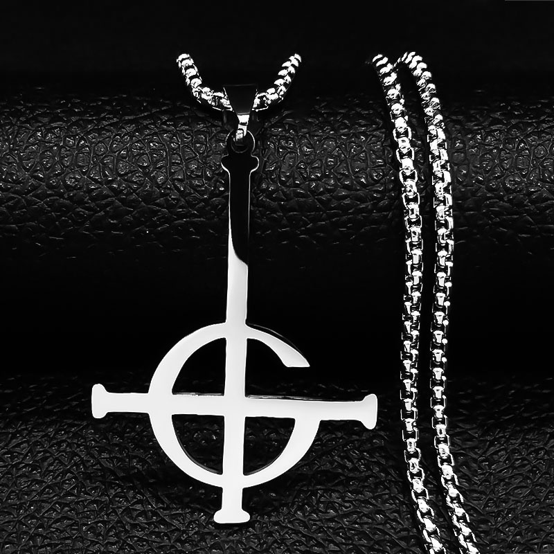 Colar Fantasma Sem Nome Ghoul Band Cross Chain Pope Emeritus Symbol Máscara Grucifix Poster Colares Jóias em Oferta na Shopee