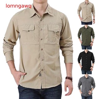 【 Lgq 】 Men Camisas De Pesca Trabalho De Manga Comprida Verão Com Botões Para Baixo Homens