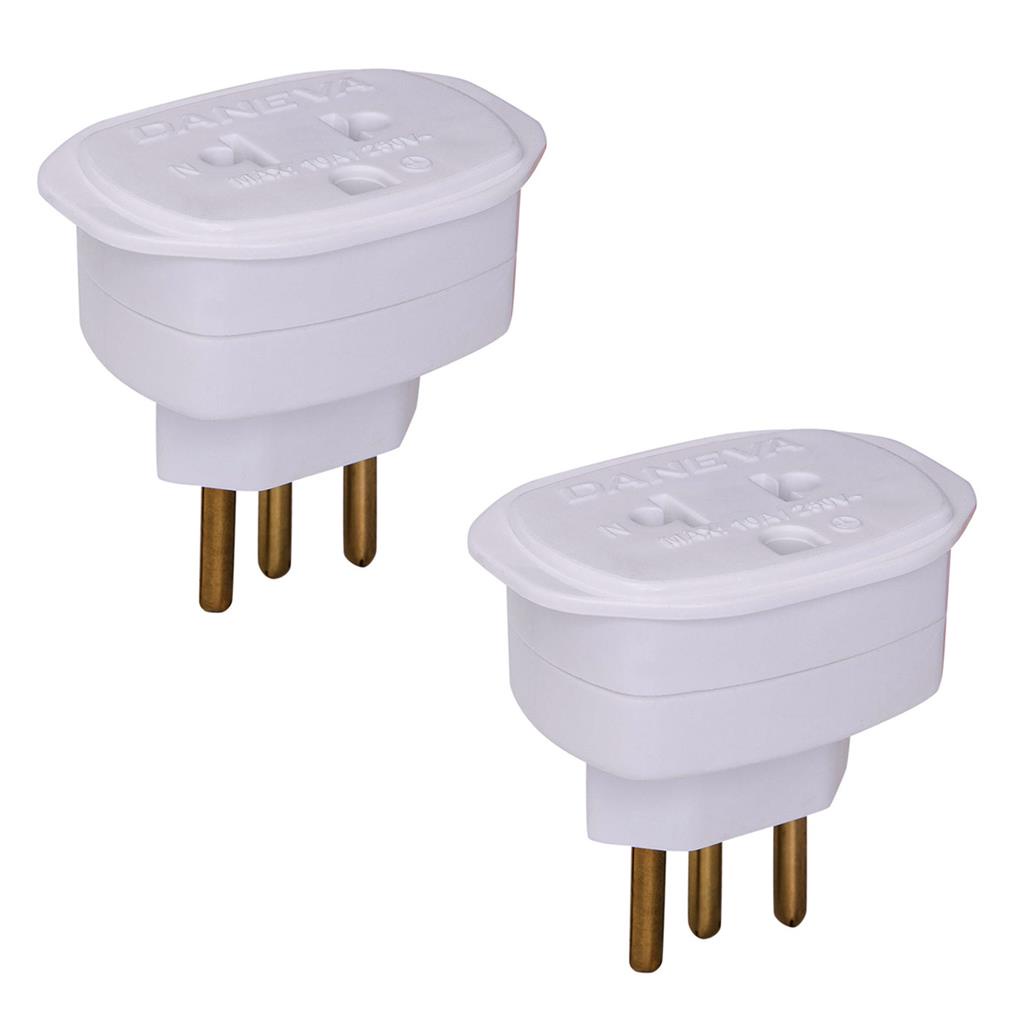 Kit 2 Adaptadores Universal 250v 10a 2P+T Branco Daneva em Oferta na Shopee