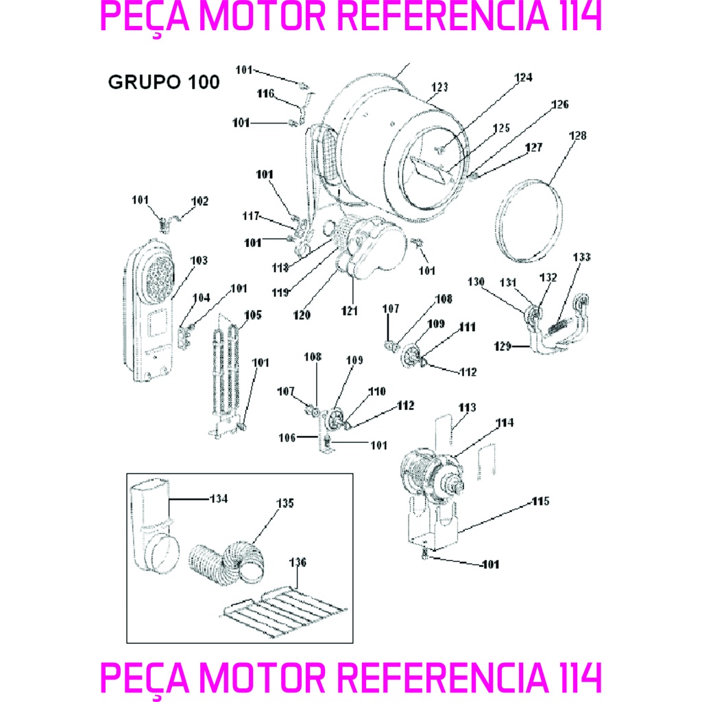 Motor para Secadora de Roupa 220-240 Volts BSI10 BSI24 BSR10 BSR24 BSX10 Brastemp W10529145 Original