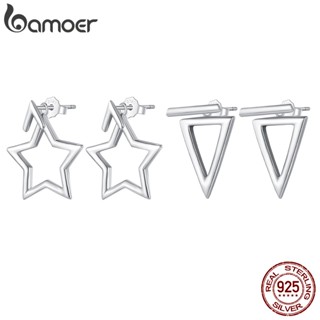 BAMOER 925 Estrela De Prata Esterlina E Brincos De Cavilha Triangular Design Simples Jóias De Moda Para Mulheres