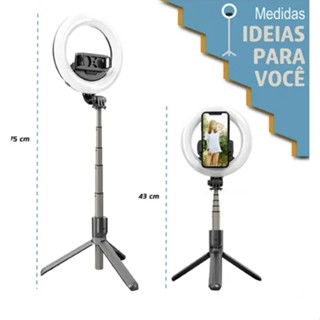 Tripod Para Celular Camera Gopro Com Ring Light Pau de Self Bluetooth P20D Tripe de 3 Cor de Led
