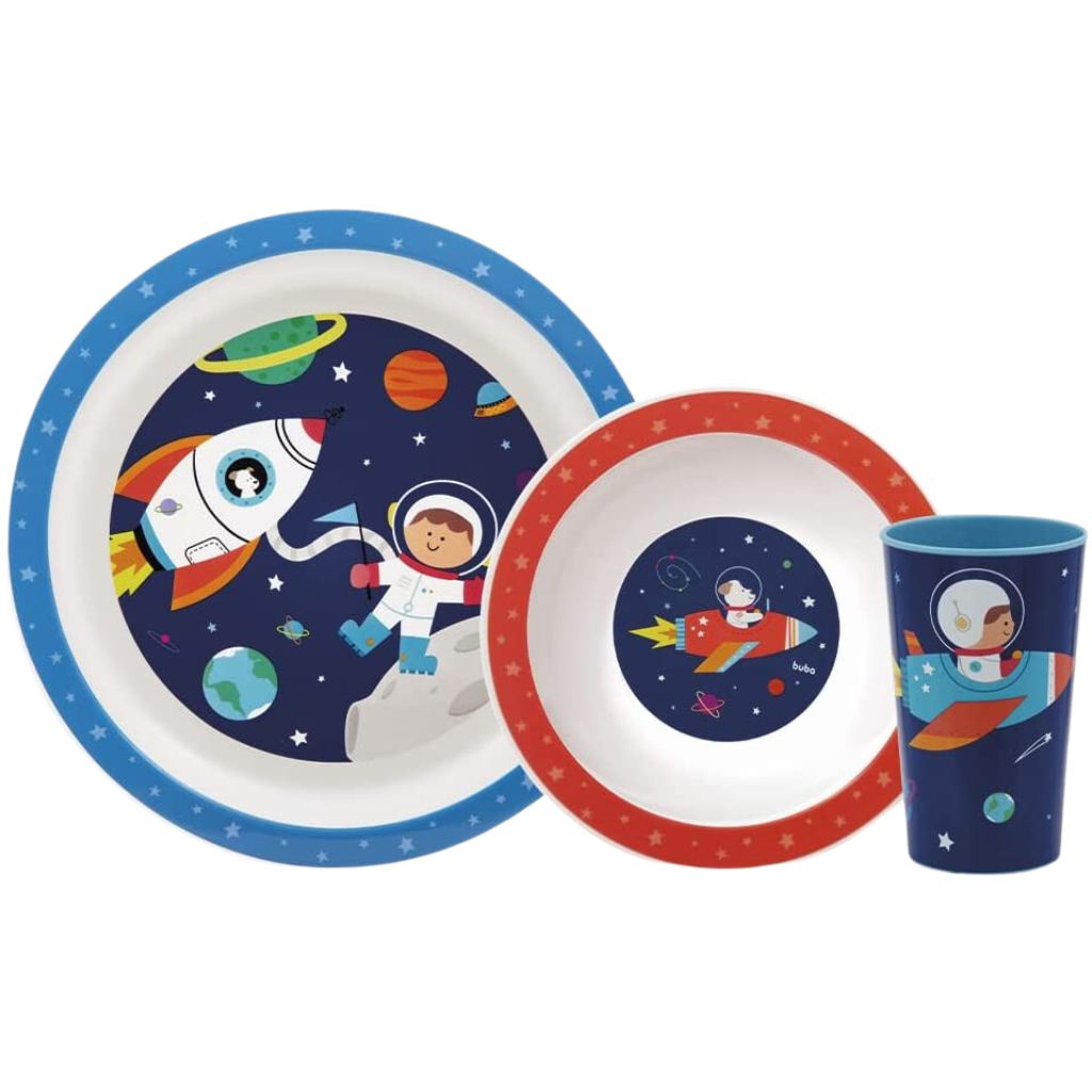 Kit Aventuras Bowl, Prato e Copo Astronauta 15374 - BUBA em Oferta na Shopee