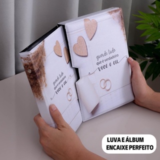 Luva E Álbum Fotográfico 60 Fotos 15x21 VOCÊ E EU aliança Noivos Casamento Namorados em Oferta na Shopee