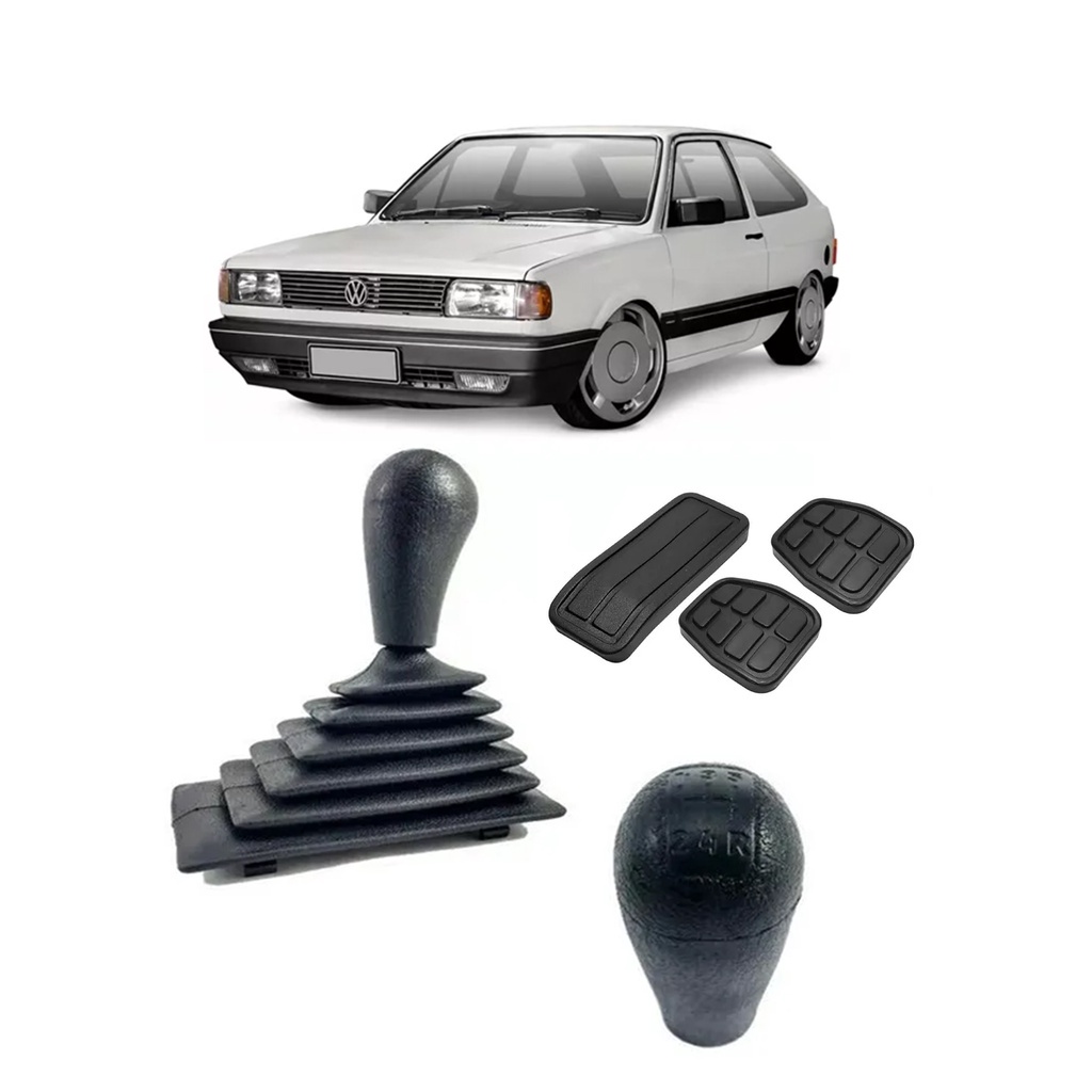 Kit Coifa Manopla Cambio Sanfona + capa de pedal Gol Parati Saveiro Quadrado