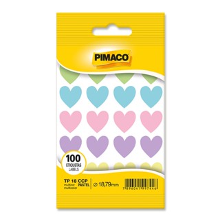Etiqueta adesiva TP18 coração multicolor pastel Pimaco