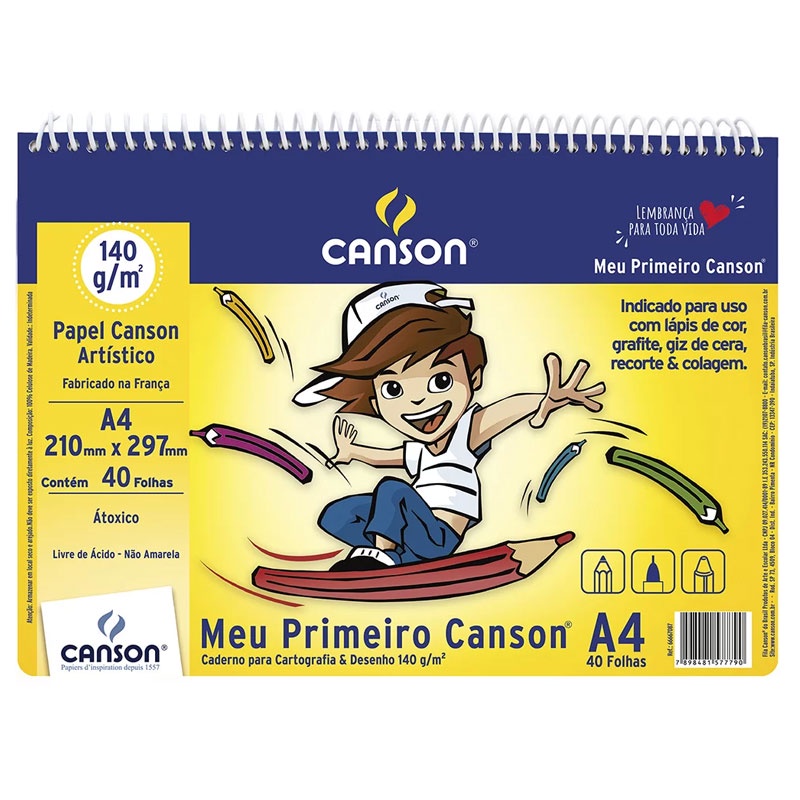 Caderno de desenho Meu Primeiro Canson A4 com 40 folhas Canson em Oferta na Shopee
