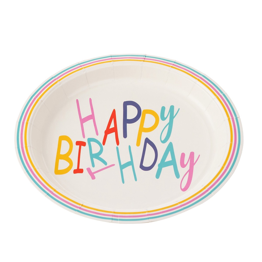 Prato Papel Tema 18cm Happy Birthday Colorido - 10 unid em Oferta na Shopee