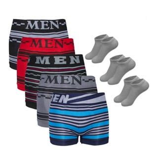 Kit 10 Cuecas Boxer Microfibra + 3 Pares de Meias M2