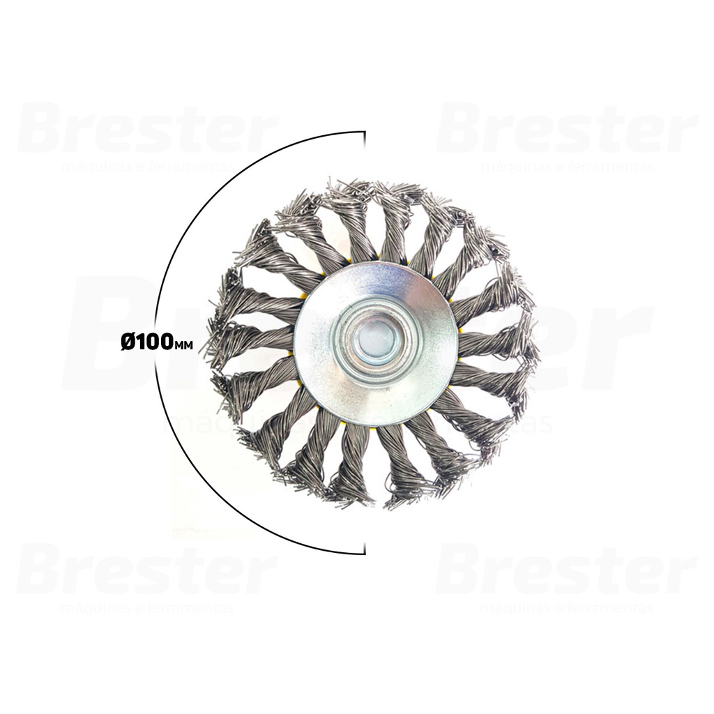 Detalhes do Escova De Aço Carbono 4 100mm Rosca M14 Fio Torcido Fertak 2733