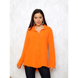 camisa longa feminina tecido de duna em Oferta na Shopee