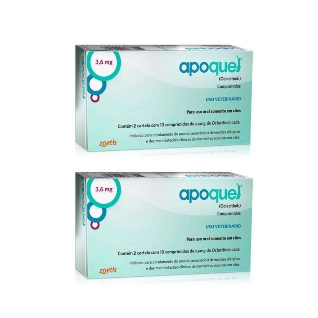 2 UNID Apoquel Dermatológico Anti Coceira Cães 3,6mg 20Comp