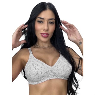 Sutiã Amamentação de Coton Estampado Confortável Fechamento Por Encaixe e Alças Reforçadas Prático Ajustável Moda Maternal
