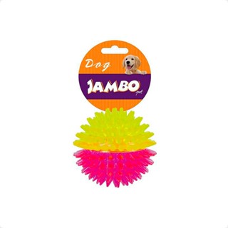Bola TPR Brinquedo Jambo Espinho com Som Rosa e Amarelo - Tam. P