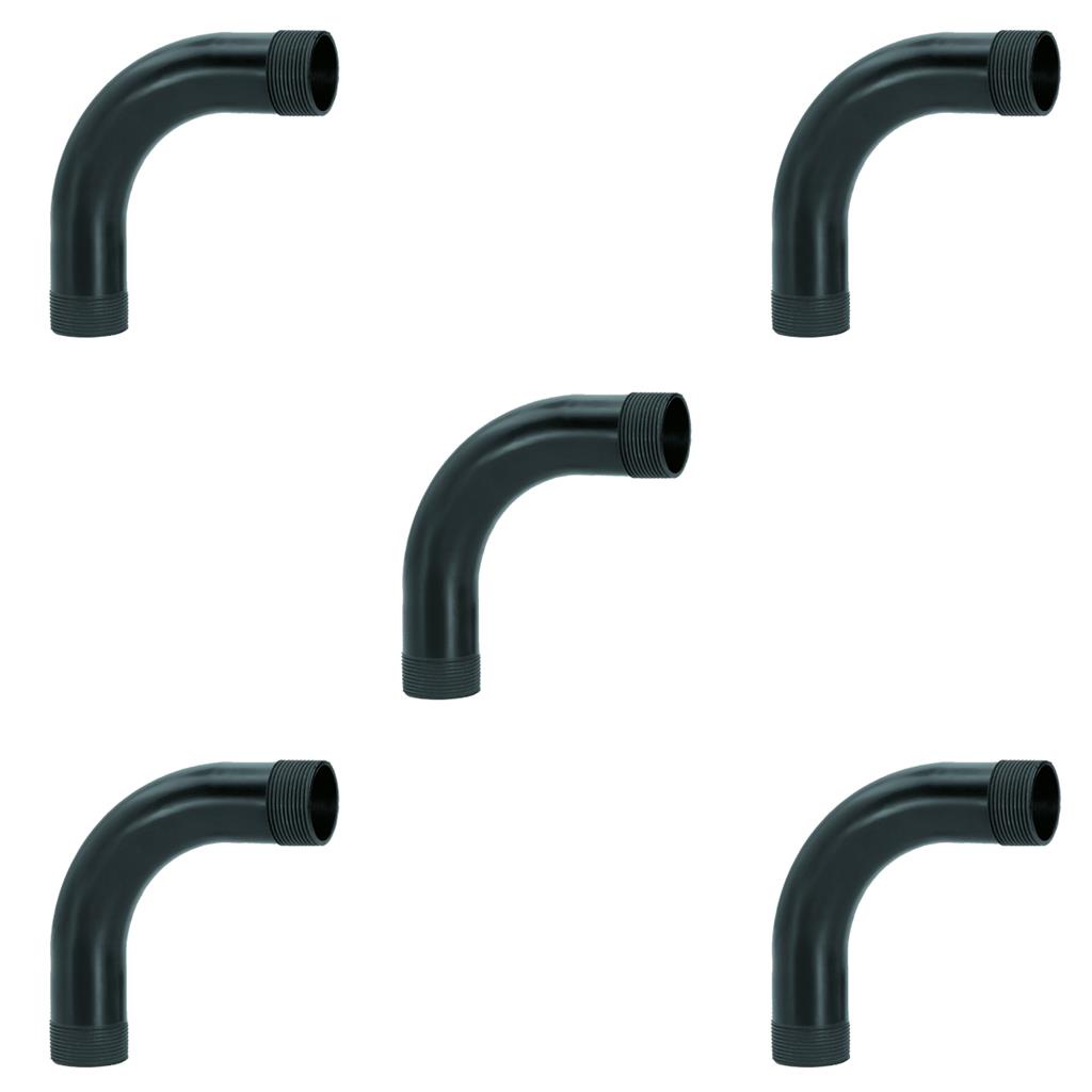 Kit 5 Curvas Eletroduto Roscavel Preto 90 Graus Pvc 1 Pol. - Home & Living