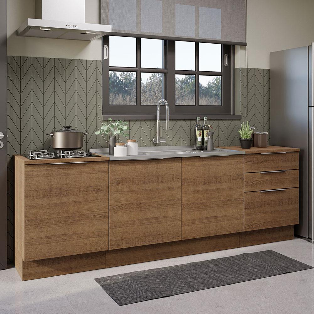 Armário de Cozinha Compacta 240cm Rustic Stella Madesa 01 em Oferta na Shopee