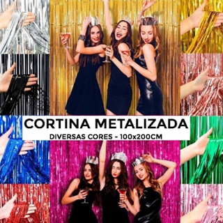 Cortina Decorativa Metalizada 100x200cm Diversas Cores - Silver Plastic em Oferta na Shopee
