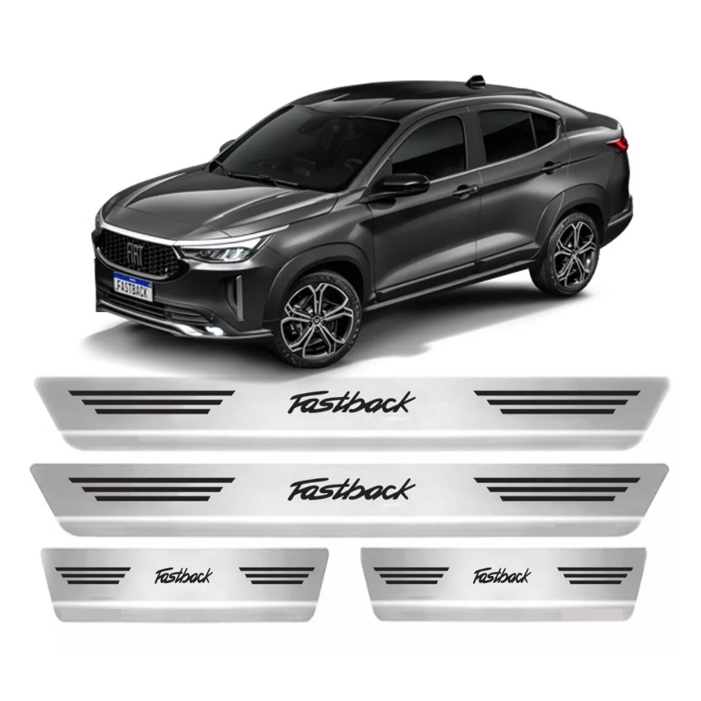 Jogo Soleiras de Portas Carro Fiat Fastback 22 a 24 Aço Inox