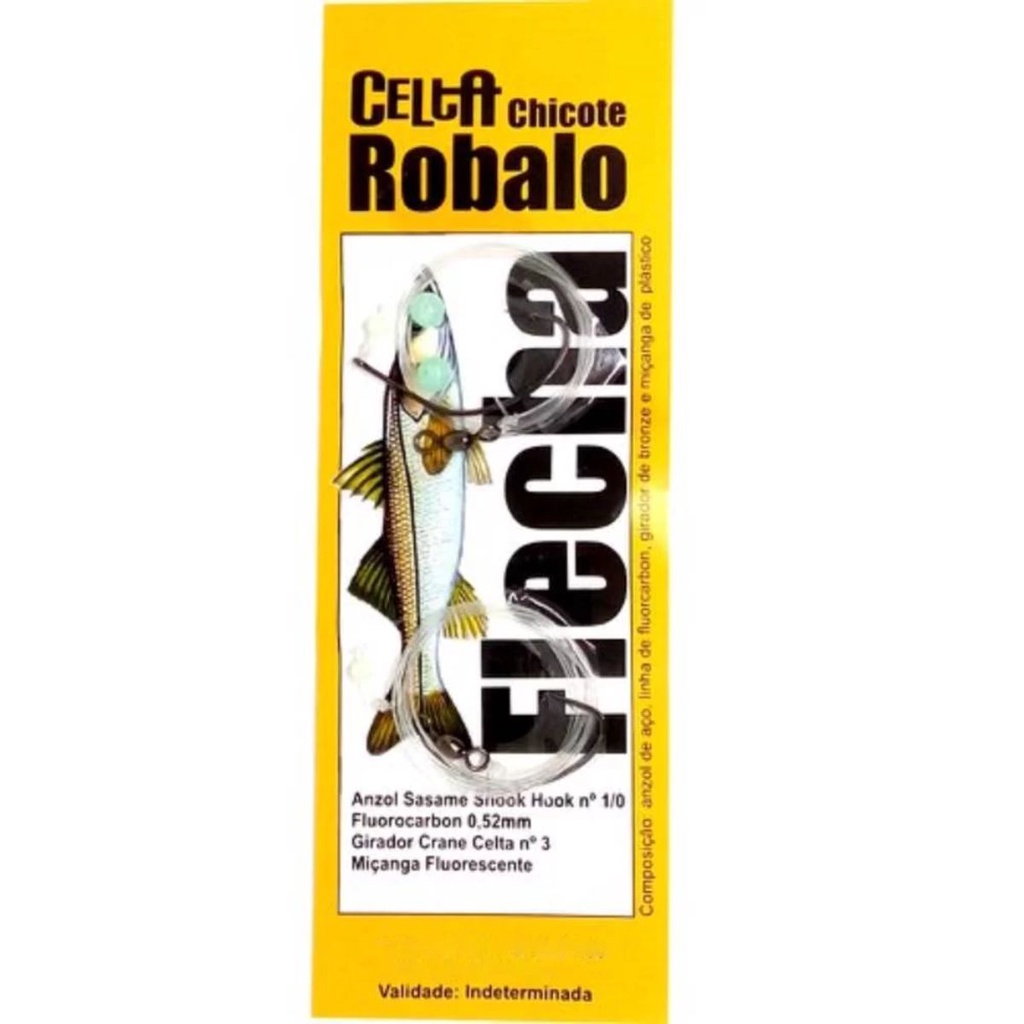 Chicote Celta Robalo Flecha CT1211 C/ Anzol N°01 e Girador N°03 Para Pesca De Robalo Corvina Tucunaré