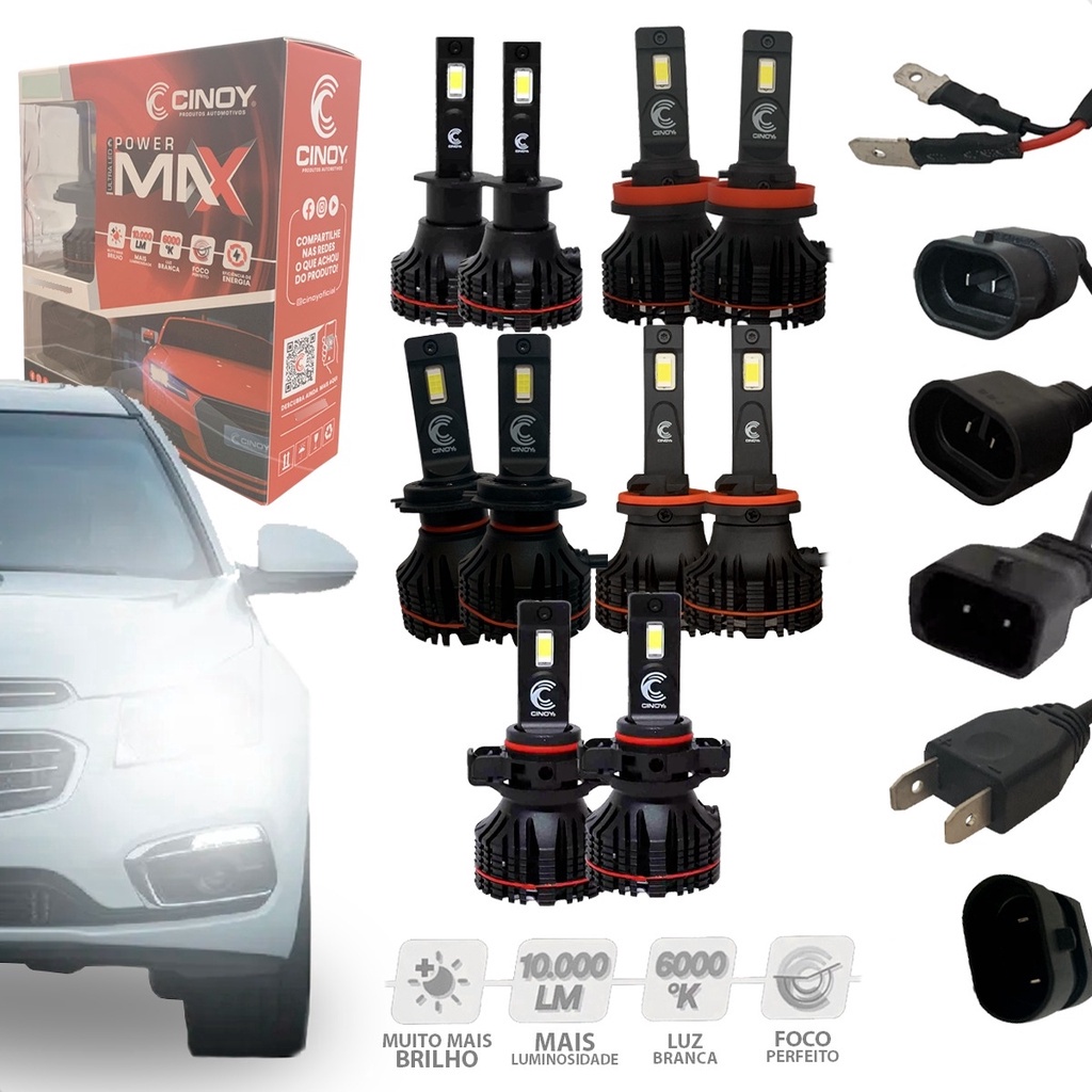 Par Ultraled Cinoy 10000lm Ultra Branca H1 H3 H7 H11 H16 H27 Para Carro em Oferta na Shopee