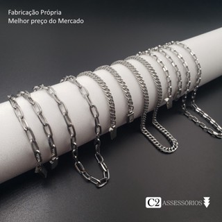 Cordão Corrente Aço Inox Escolha Modelo e Tamanho