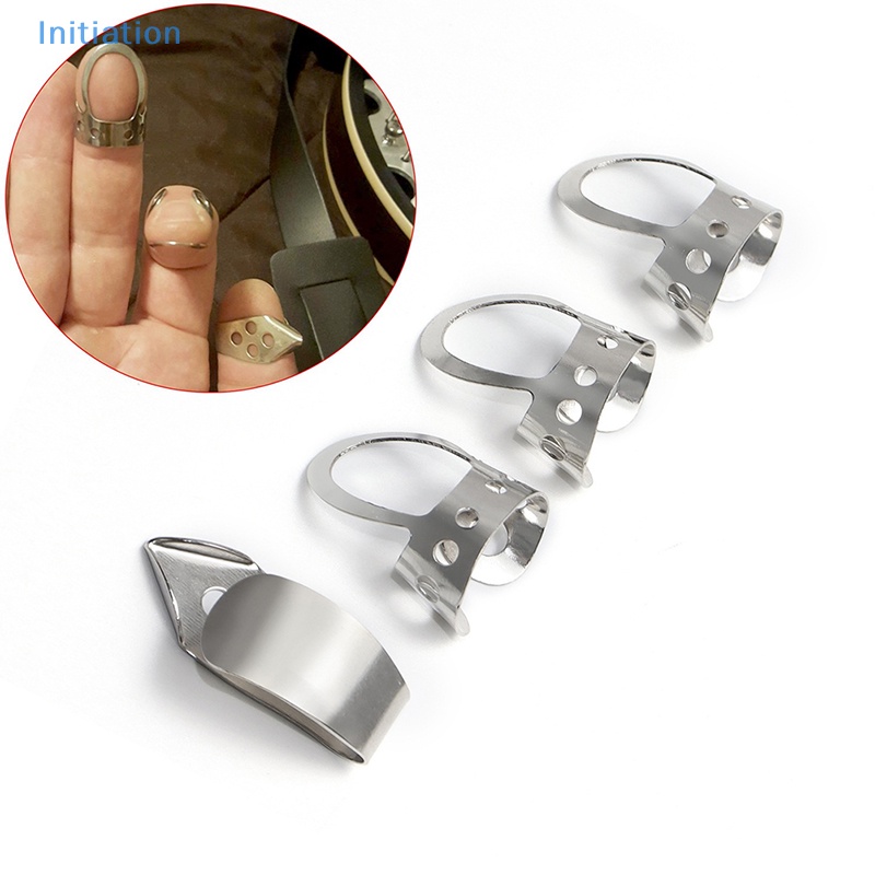 Iniciação 4pcs Palitos De Dedo De Aço Inoxidável Ajustáveis Banjo Pick Plectrum Guitarra Acústica em Oferta na Shopee