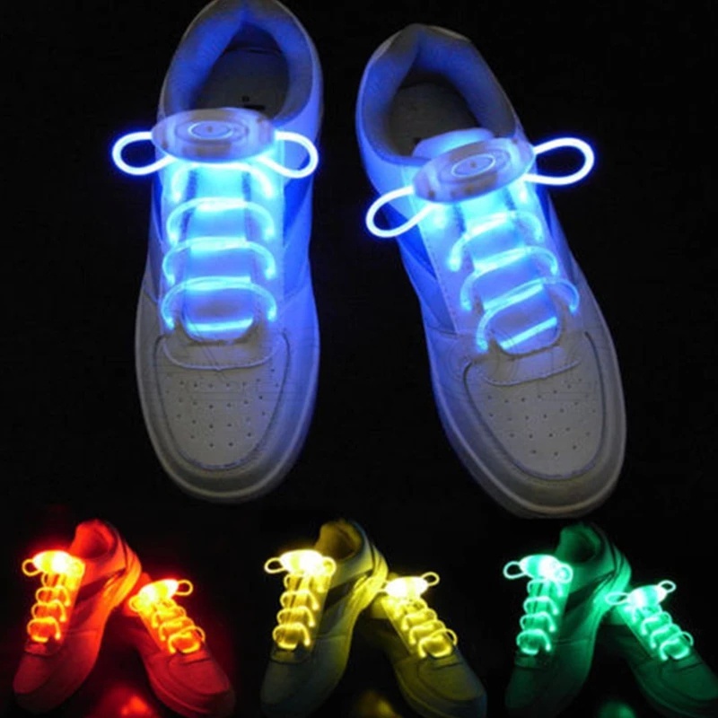Tênis luminoso LED para festa, dançando, corrida / 1 par 1 par de cadarços luminosos LED com bateria / Oval Flash Colorful Fluorescente Stick Shoelaces para corrida noturna / 3 modos ajustáveis para festa, dançando, corrida / preguiçoso esporte rendas par