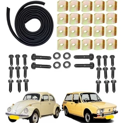 Kit Borracha 2 lados + Chapas + Parafusos Fixação Assoalho / Chassis Fusca / Brasilia