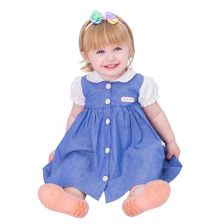 Vestido de Bebê Menina Infantil Com Tiara 100% Algodão Nina