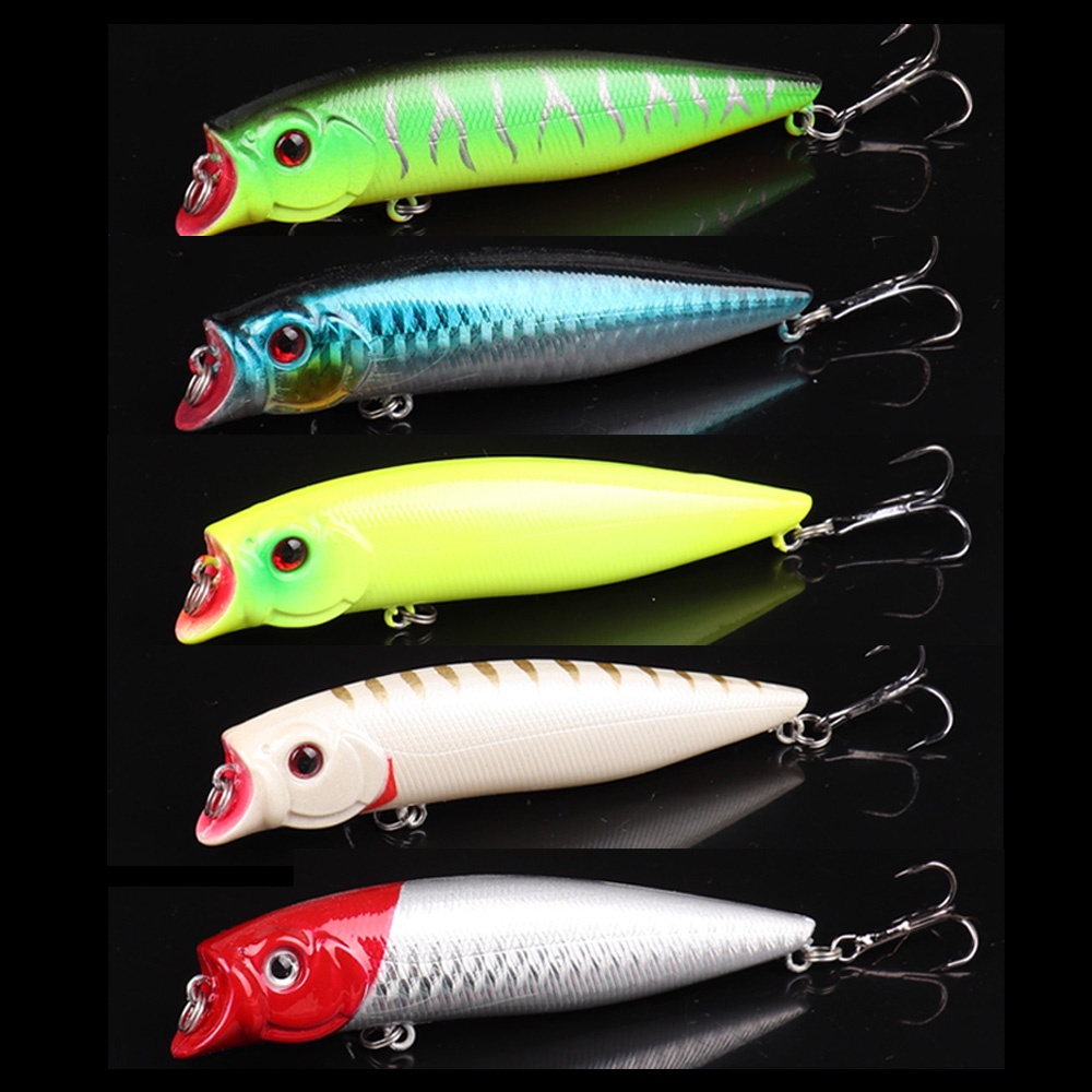 Kit De Iscas De Pesca Popper 5pcs 11,5g/9,5cm Conjunto Artificiais Duras De Superfície em Oferta na Shopee