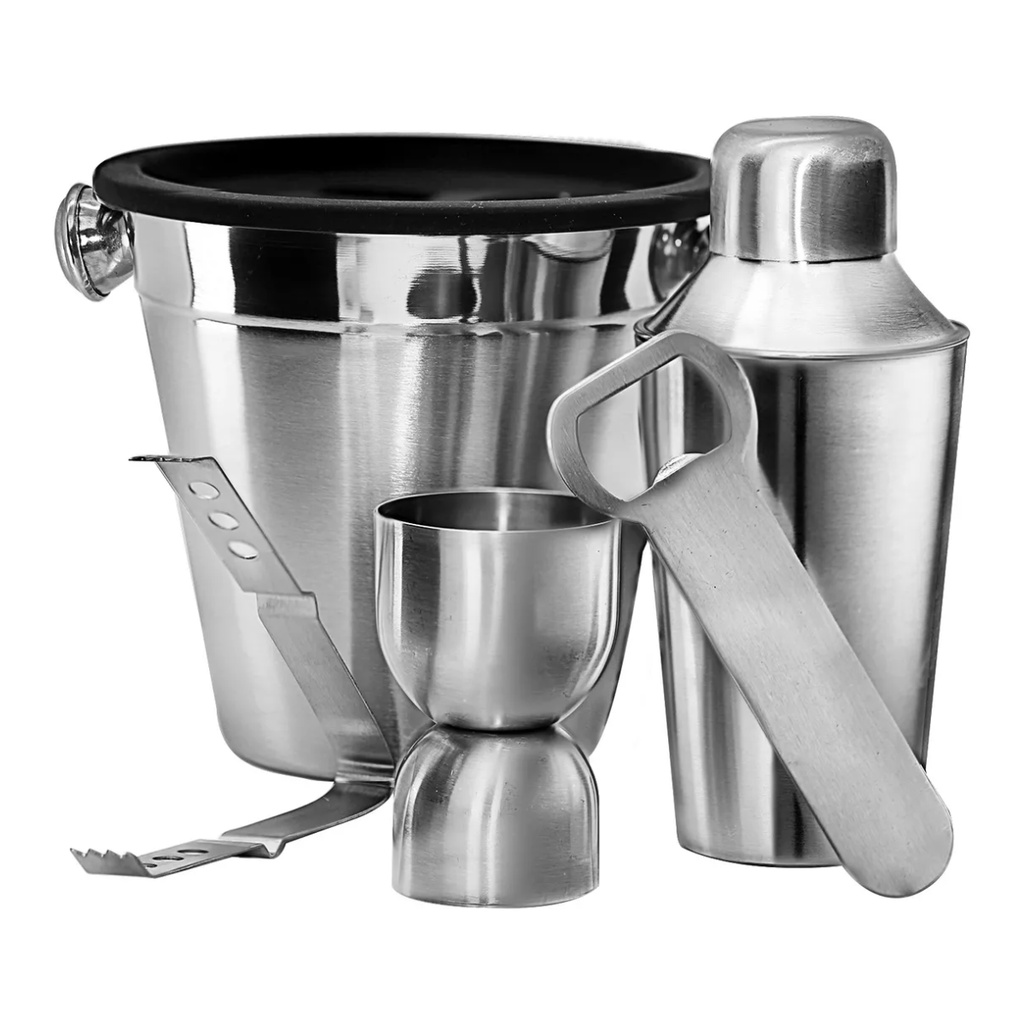 Jogo Para Bar Bartender Coqueteleira Inox Profissional Conjunto 5 Peças Caipirinha Drinks Presente
