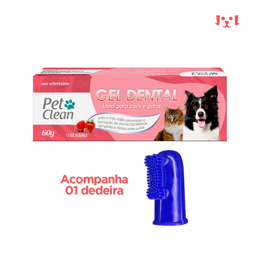 Pasta De Dente Gel Dental Cães Gato Pet Clean Morango 60g
