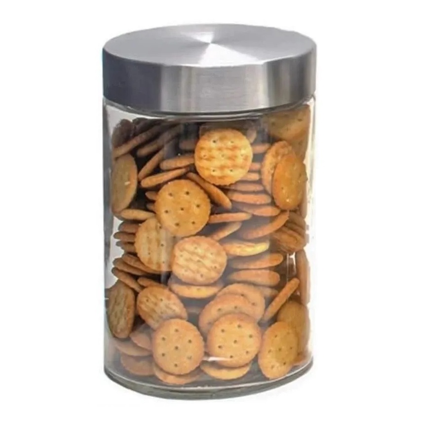 Kit 3 Pote Vidro Liso 550ml Tampa Inox Mantimento Cozinha Conjunto Bambu Plastico Hermetico Marmita