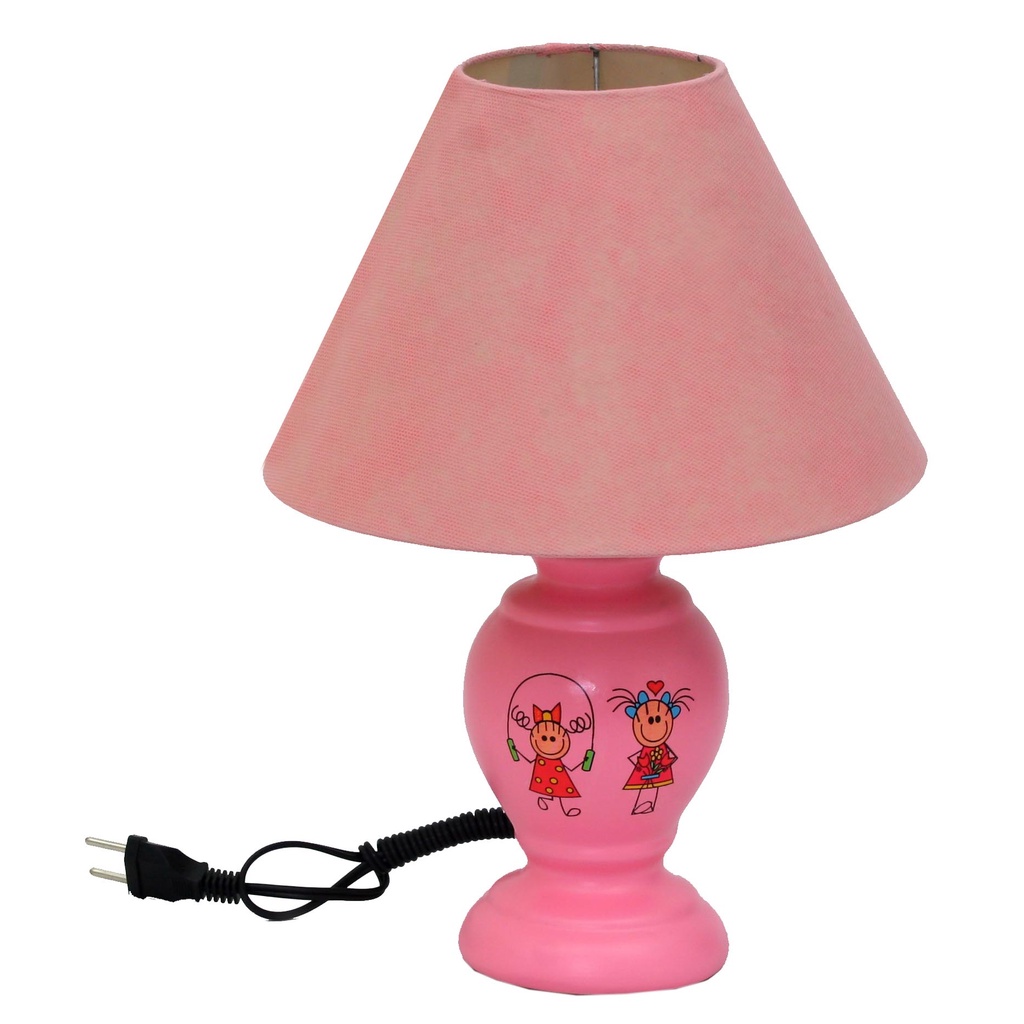 Abajour de Ceramica Artesanal Modelo Mimo com cupula TNT Rosa
