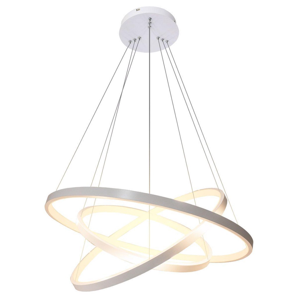 Lustre Led Moderno Prata Pendente Anéis 3 Arco Aro Prata · foto 2