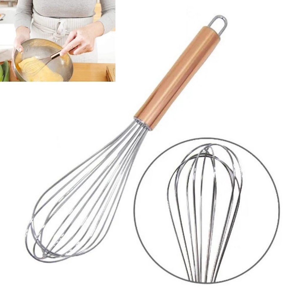 Fouet, Batedor de Clara, Inox, Cabo Rose Gold, 28,5 cm, Clink