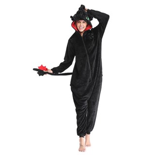 Pijama Dragão Preto Adulto Unisex Kigurumi Macacão A Pronta Entrega