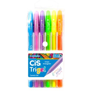 Caneta gel 0.8 mm Trigel com 6 cores pastel 576600 Cis
