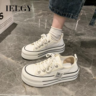 IELGY Sapatos Femininos De Lona De Sola Grossa , Todos Com Sapatilhas De Renda De Dedo Do Pé Redonda