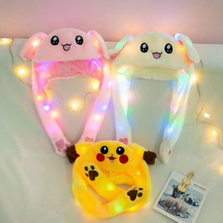 Dais Chapéu De Pelúcia Leve Para Crianças Adultas Com Orelhas Movimento Longo Desenho Coelho Panda LED Toy Bright Ear Party Photo Props